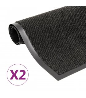 vidaXL Dust Control Mats 2 pcs Rectangular Tufted 90x150 cm Black — Size: 90 x 150 cm