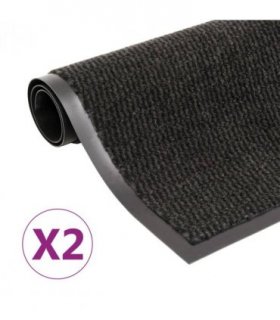 vidaXL Dust Control Mats 2 pcs Rectangular Tufted 80x120 cm Black — Size: 80 x 120 cm