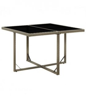 vidaXL Garden Table Grey 109x107x74 cm Poly Rattan and Glass