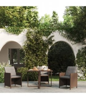 vidaXL Garden Table Brown 109x107x74 cm Poly Rattan and Glass