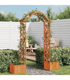 vidaXL Garden Pergola with Planter Solid Firwood — Colour: brown