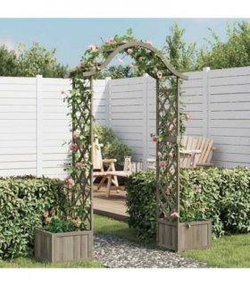 vidaXL Garden Pergola with Planter Grey Solid Firwood