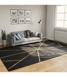 vidaXL Rug Washable Black and Gold 190x300 cm — Size: 190 x 300 cm