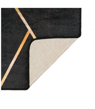 vidaXL Rug Washable Black and Gold 190x300 cm — Size: 190 x 300 cm