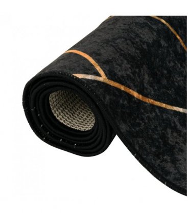 vidaXL Rug Washable Black and Gold 190x300 cm — Size: 190 x 300 cm