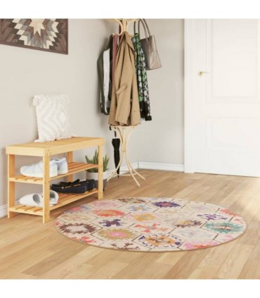vidaXL Rug Washable Multicolour Ø 120 cm Anti Slip — Colour: blue and white