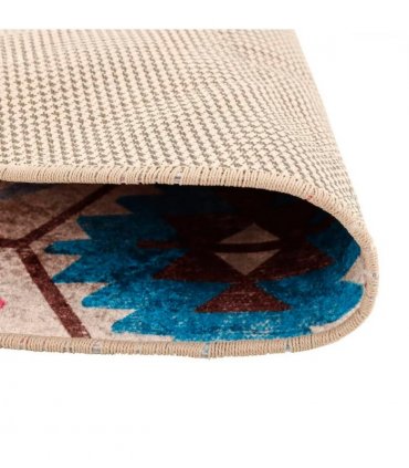 vidaXL Rug Washable Multicolour Ø 120 cm Anti Slip — Colour: blue and white