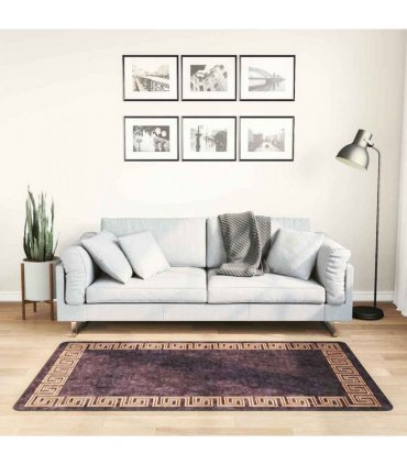 vidaXL Rug Washable 80x150 cm Black and Gold — Size: 80 x 150 cm