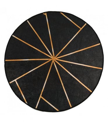 vidaXL Rug Washable Black and Gold Ø 120 cm