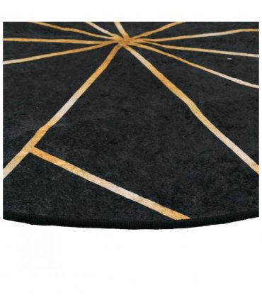 vidaXL Rug Washable Black and Gold Ø 120 cm