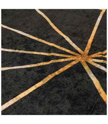 vidaXL Rug Washable Black and Gold Ø 120 cm