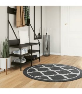 vidaXL Rug Washable Black and White Ø 120 cm — Colour: black and dark grey