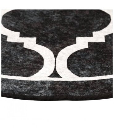 vidaXL Rug Washable Black and White Ø 120 cm — Colour: black and dark grey