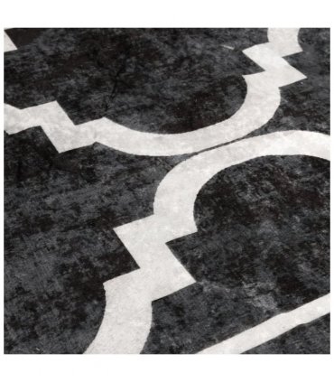 vidaXL Rug Washable Black and White Ø 120 cm — Colour: black and dark grey