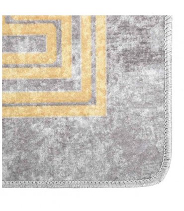 vidaXL Rug Washable 160x230 cm Grey — Colour: grey and gold, Size: 160 x 230 cm
