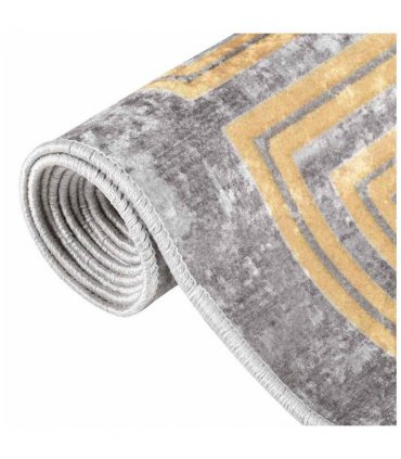 vidaXL Rug Washable 160x230 cm Grey — Colour: grey and gold, Size: 160 x 230 cm