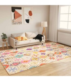 vidaXL Rug Washable Multicolour 190x300 cm — Colour: blue and white, Size: 190 x 300 cm
