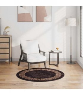 vidaXL Rug Washable φ120 cm Black and Gold — Size: Ø 120 cm