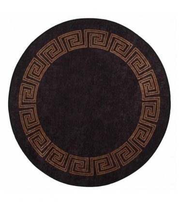 vidaXL Rug Washable φ120 cm Black and Gold — Size: Ø 120 cm