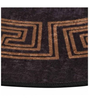vidaXL Rug Washable φ120 cm Black and Gold — Size: Ø 120 cm
