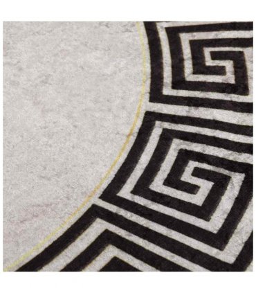 vidaXL Rug Washable φ120 cm Light Beige Anti Slip — Colour: beige and black, Size: Ø 120 cm