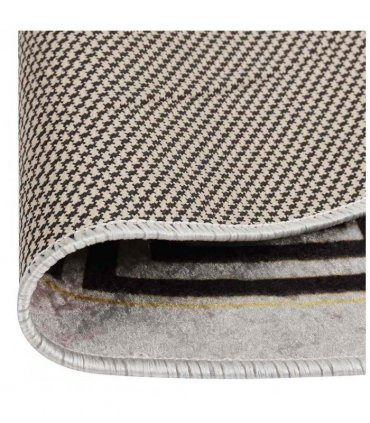 vidaXL Rug Washable φ120 cm Light Beige Anti Slip — Colour: beige and black, Size: Ø 120 cm