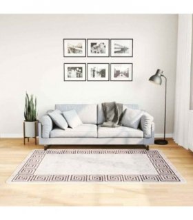 vidaXL Rug Washable 120x180 cm Light Beige — Colour: beige and black, Size: 120 x 180 cm