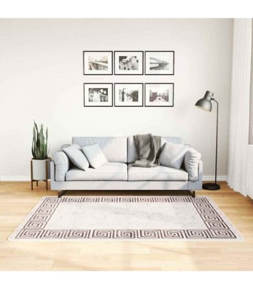 vidaXL Rug Washable 120x180 cm Light Beige — Colour: beige and black, Size: 120 x 180 cm