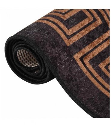 vidaXL Rug Washable 160x230 cm Black and Gold — Size: 160 x 230 cm