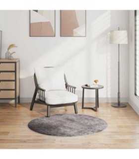 vidaXL Rug Washable φ120 cm Grey — Size: Ø 120 cm
