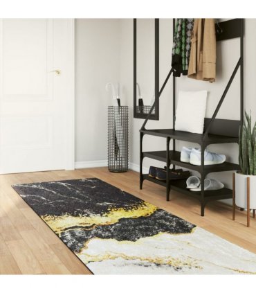 vidaXL Rug Washable Multicolour 80x300 cm — Colour: gold and white, Size: 80 x 300 cm