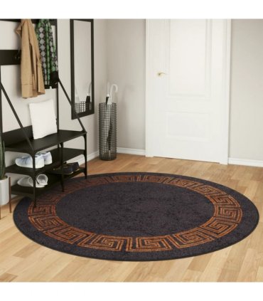 vidaXL Rug Washable Black and Gold Ø 200 cm