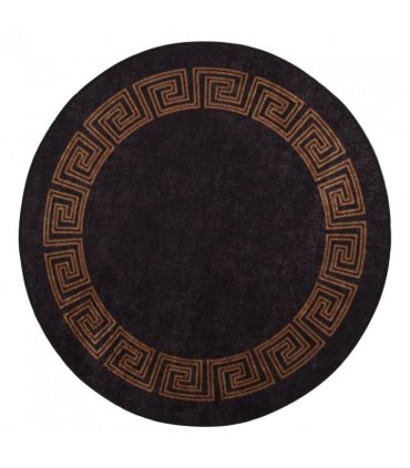 vidaXL Rug Washable Black and Gold Ø 200 cm