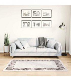 vidaXL Rug Washable 80x150 cm Light Beige — Colour: beige and black, Size: 80 x 150 cm