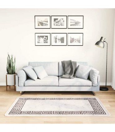 vidaXL Rug Washable 80x150 cm Light Beige — Colour: beige and black, Size: 80 x 150 cm