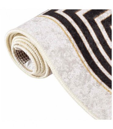 vidaXL Rug Washable 80x150 cm Light Beige — Colour: beige and black, Size: 80 x 150 cm