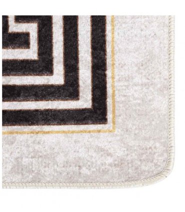 vidaXL Rug Washable 80x150 cm Light Beige — Colour: beige and black, Size: 80 x 150 cm