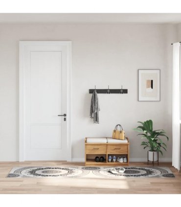 vidaXL Rug Washable 80x300 cm Multicolour — Colour: black and grey, Size: 80 x 300 cm