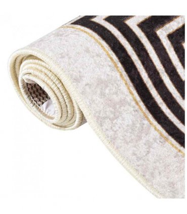 vidaXL Rug Washable 160x230 cm Light Beige — Colour: beige and black, Size: 160 x 230 cm