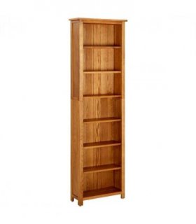 vidaXL 7-Tier Bookcase 60x22x200 cm Solid Oak Wood — Size: 60 x 22 x 200 cm