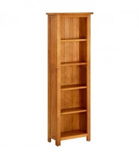 vidaXL 5-Tier Bookcase 45x22x140 cm Solid Oak Wood — Size: 45 x 22 x 140 cm