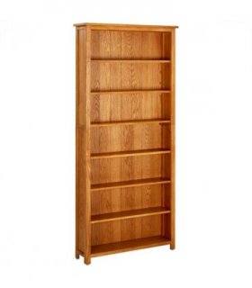 vidaXL 7-Tier Bookcase 90x22.5x200 cm Solid Oak Wood — Size: 90 x 22.5 x 200 cm