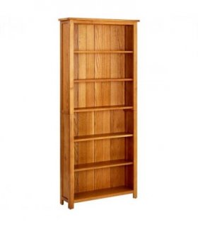vidaXL 6-Tier Bookcase 80x22.5x180 cm Solid Oak Wood — Size: 80 x 22.5 x 180 cm