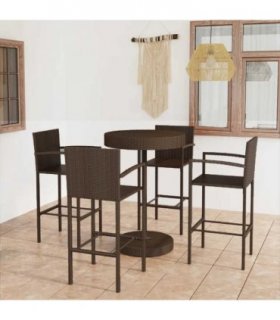 vidaXL Garden Bar Set | Brown | PE rattan | Medium | Seats Many | Garden Bar Set