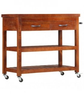 vidaXL Kitchen Trolley 100x48x89 cm Solid Acacia Wood — Size: 100 x 48 x 89 cm