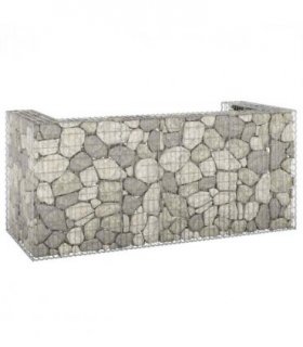 vidaXL Gabion Wall for Garbage Bins Galvanised Steel 254x100x110 cm — Size: 254 x 100 x 110 cm