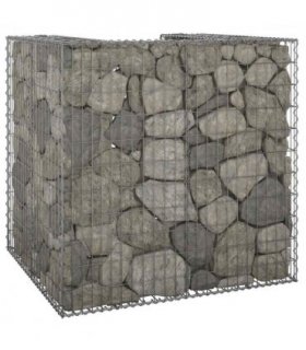 vidaXL Gabion Wall for Garbage Bin Galvanised Steel 110x100x110 cm — Size: 110 x 100 x 110 cm
