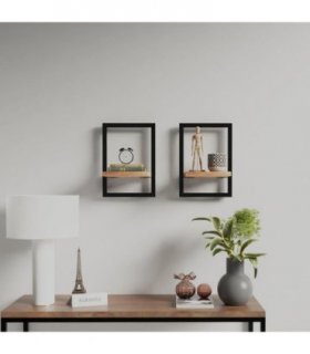 vidaXL Wall Shelves 2 pcs 25x25x35 cm Solid Wood Acacia and Steel — Size: 25 x 25 x 35 cm