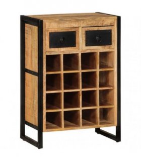 vidaXL Wine Rack for 16 Bottles Solid Wood Mango — Colour: Black, Size: 55 x 35 x 81 cm
