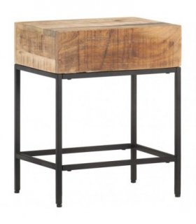 vidaXL Side Table 40x30x50 cm Solid Rough Mango Wood — Colour: Natural wood